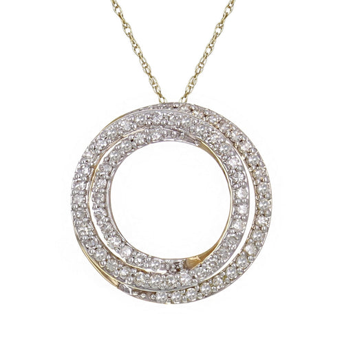 10k Yellow Gold and Diamond Intertwined Circles Pendant Necklace (0.33 cttw, I-J Color, I1-I2 Clarity), 18