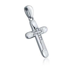 Load image into Gallery viewer, 10k White Gold Diamond-Accented Cross Pendant Necklace (0.02 cttw, H-I Color, I1-I2 Clarity), 18&quot;