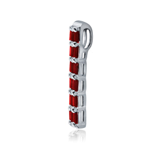 14k White Gold 0.55 Ct Rectangle-Cut Ruby and Diamond Vertical Bar Pendant Necklace (0.05 cttw, H-I Color, I1-I2 Clarity), 18"