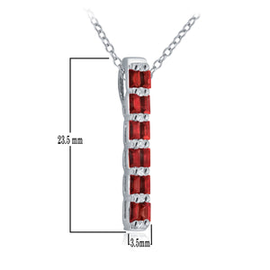 14k White Gold 0.55 Ct Rectangle-Cut Ruby and Diamond Vertical Bar Pendant Necklace (0.05 cttw, H-I Color, I1-I2 Clarity), 18"