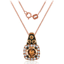 Load image into Gallery viewer, 14k Rose Gold 0.50 Ct Two-Tone Diamond 18&quot; Pendant Necklace (White Diamond 0.07 cttw, H-I / I1-I2; Brown Diamond 0.43 cttw)