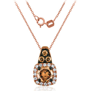 14k Rose Gold 0.50 Ct Two-Tone Diamond 18" Pendant Necklace (White Diamond 0.07 cttw, H-I / I1-I2; Brown Diamond 0.43 cttw)