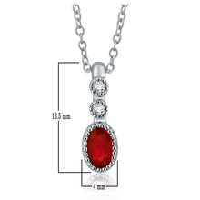 Load image into Gallery viewer, 14k White Gold 0.35 Ct Ruby Gemstone and Diamond Oval Pendant Necklace with Extended Bail (0.03 cttw, H-I Color, I1-I2 Clarity), 18&quot;