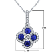 Load image into Gallery viewer, 14k White Gold 0.60 Ct Sapphire and Diamond Infinity Four Leaf Style Pendant Necklace with Extended Bail (0.23 cttw, H-I Color, I1-I2 Clarity), 18&quot;