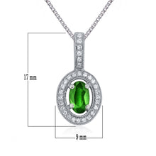 Load image into Gallery viewer, 14k White Gold Oval Ruby, Emerald or Sapphire Gemstone Pendant with Diamond-Accented Halo on 18&quot; Chain (0.08 Cttw, H-I Color, I1-I2), Multiple Gemstone Options