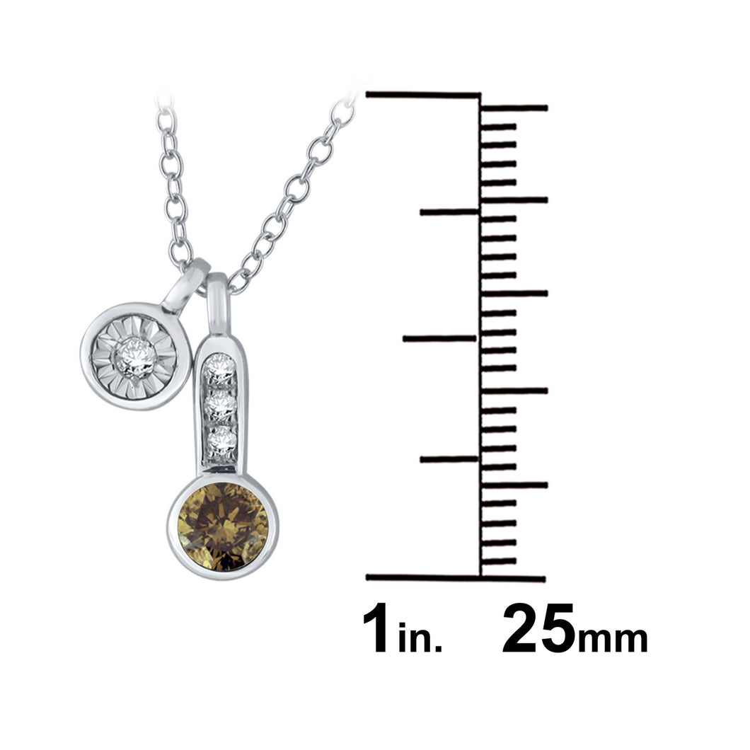 10k White Gold & 0.43 Cttw Diamond Multi-Charm Pendant Necklace (H-I Color, I1-I2), 18