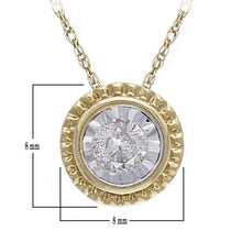 Load image into Gallery viewer, 10k Yellow Gold 1/5 Cttw Diamond Petite Fluted Bezel Halo Stud Earrings and/or 18&quot; Necklace (J-K Color, I2-I3 Clarity)