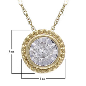 10k Yellow Gold 1/5 Cttw Diamond Petite Fluted Bezel Halo Stud Earrings and/or 18" Necklace (J-K Color, I2-I3 Clarity)