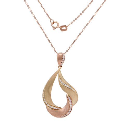 14k Rose and White Gold and 0.23 CT Diamond Twisted Loop Pendant Necklace (0.23 cttw, H-I Color, SI2-I1 Clarity)
